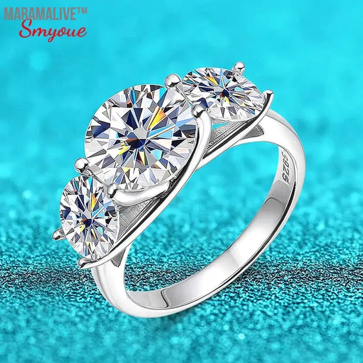 5CTTW Certified Real Moissanite Wedding Ring for Women Sparkling Promise Band 100% 925 Sterling Silver Jewelry