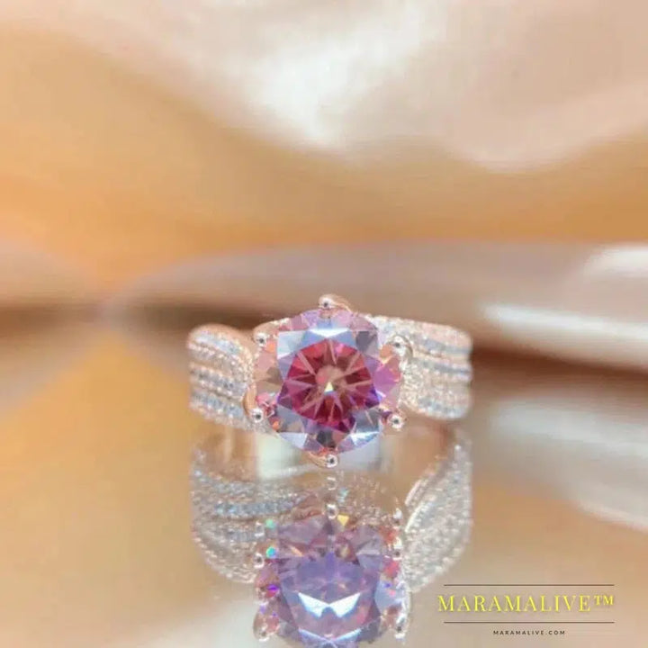 5.0ct 3.0ct Blue Red Moissanite Diamond Ring for Women Men's Gift Engagement Ring S925 Silver Ruby Sapphhire Emerald