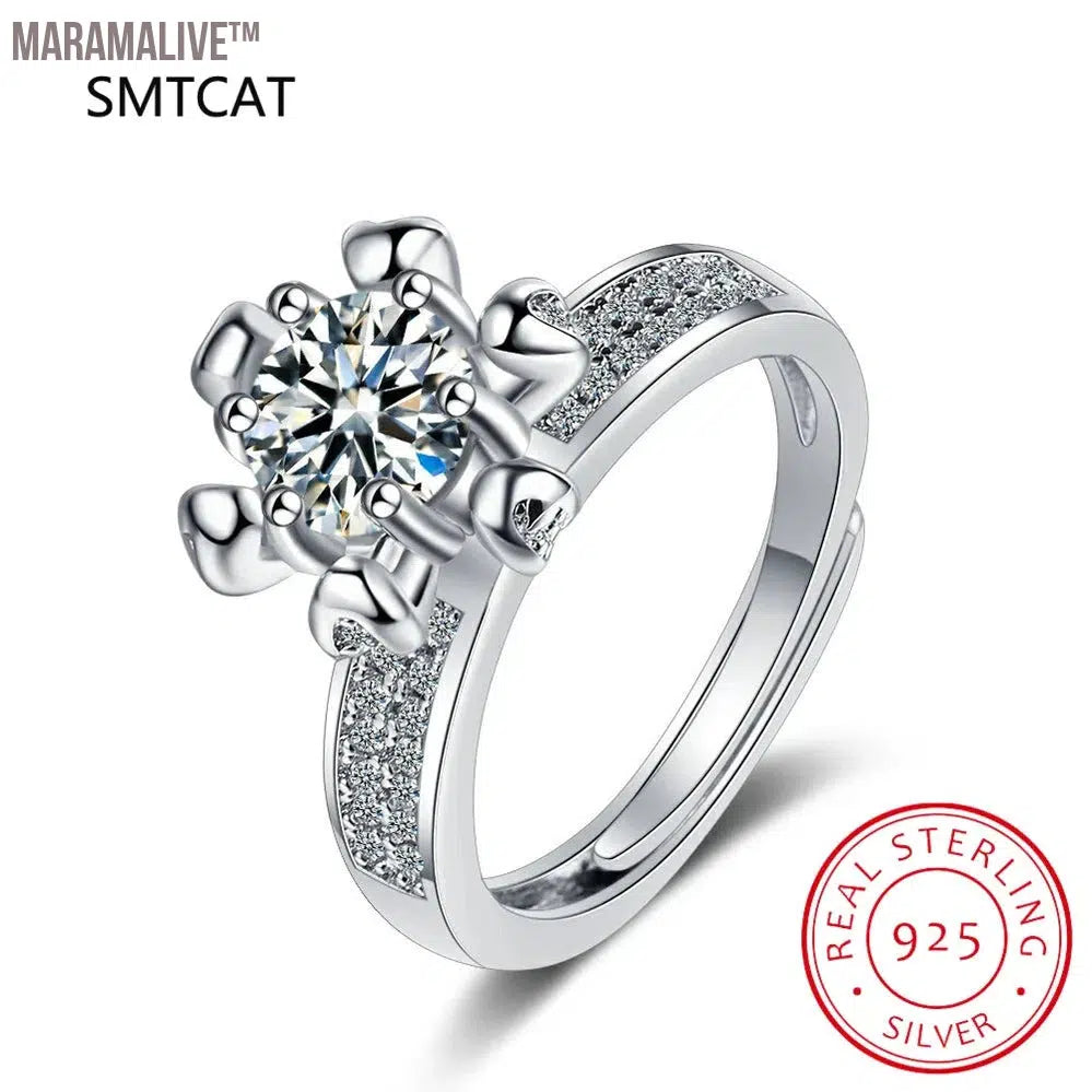 5.0ct Moissanite Engagement Ring Women 14K White Gold Plated Lab Diamond Ring Sterling Silver Wedding Rings Fine Jewelry