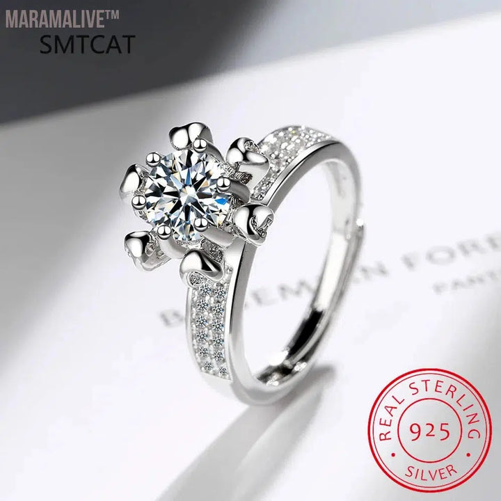 5.0ct Moissanite Engagement Ring Women 14K White Gold Plated Lab Diamond Ring Sterling Silver Wedding Rings Fine Jewelry