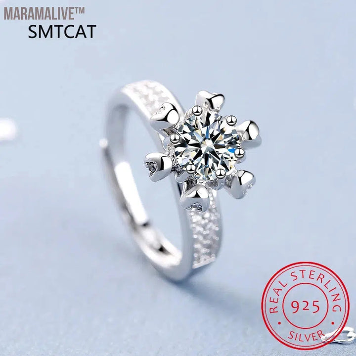 5.0ct Moissanite Engagement Ring Women 14K White Gold Plated Lab Diamond Ring Sterling Silver Wedding Rings Fine Jewelry