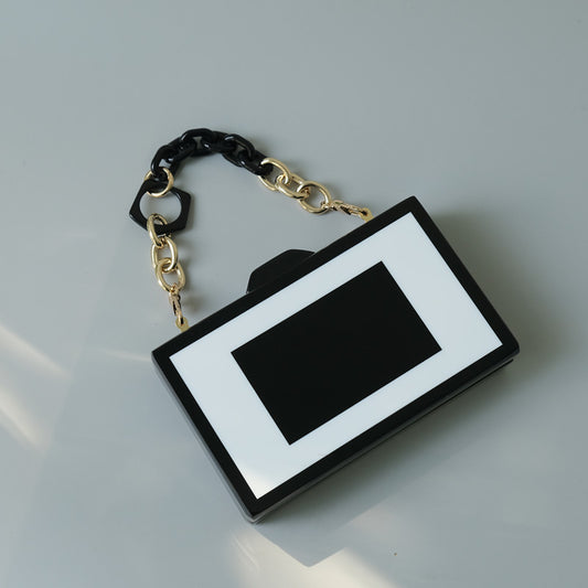 Black And White Acrylic Evening Bag - Classic Portable Handbag
