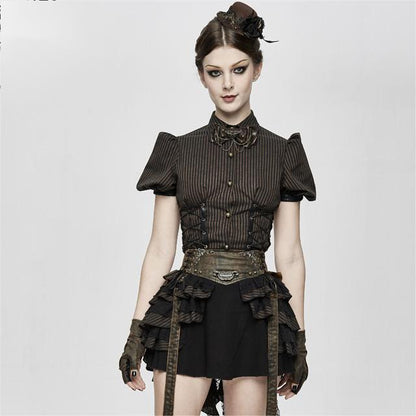 A woman in a Maramalive™ Steampunk Women's Vintage Skirts With Bronzed Waists outfit posing for a photo.