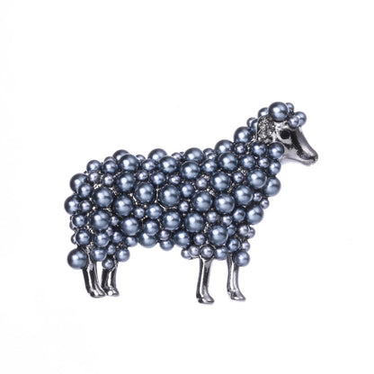 Wuli&baby 2-color Pearl Sheep Brooches For Women Unisex Lovely Animal Party Casual Brooch Pins Gifts