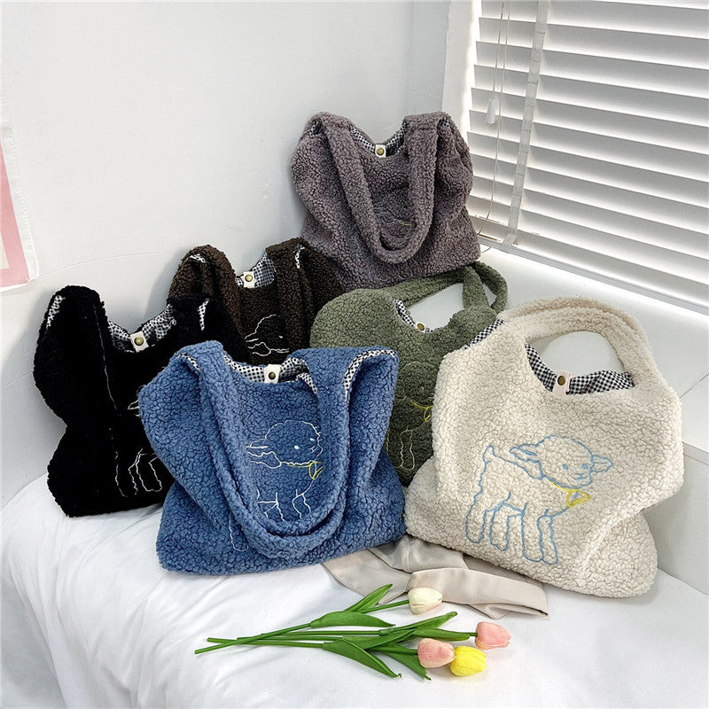 Lamb Bags Winter Shoulder Bag For Women Shopping Handbags