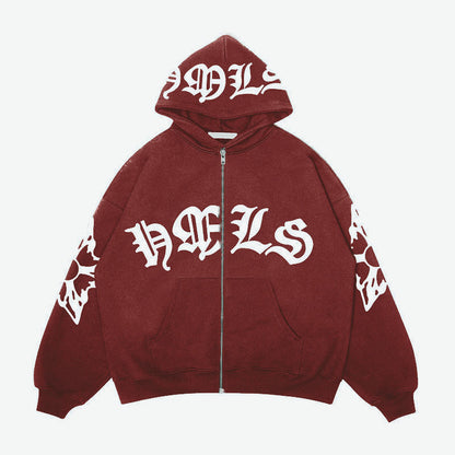 Trendy Gothic Style Letter Printed Hoodie