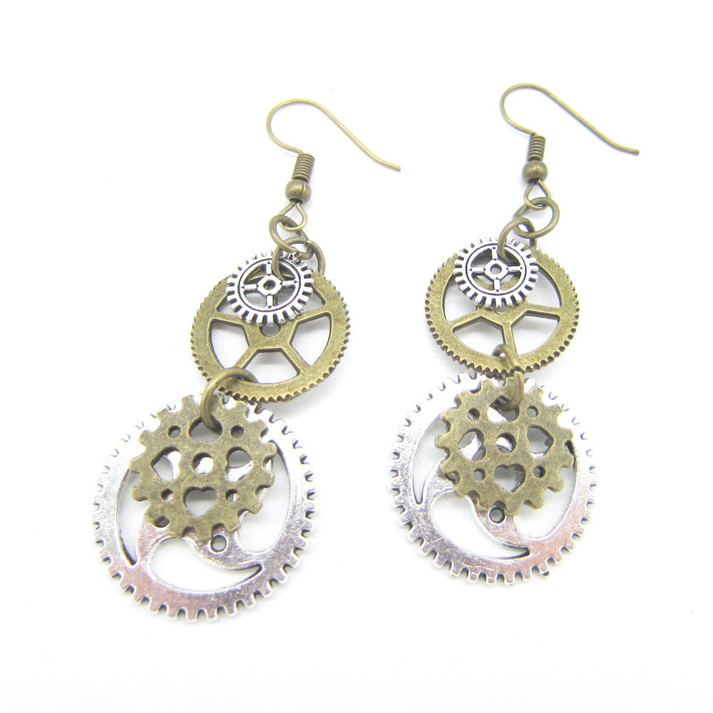A pair of Maramalive™ Steampunk Women's Earrings with gears and gears.