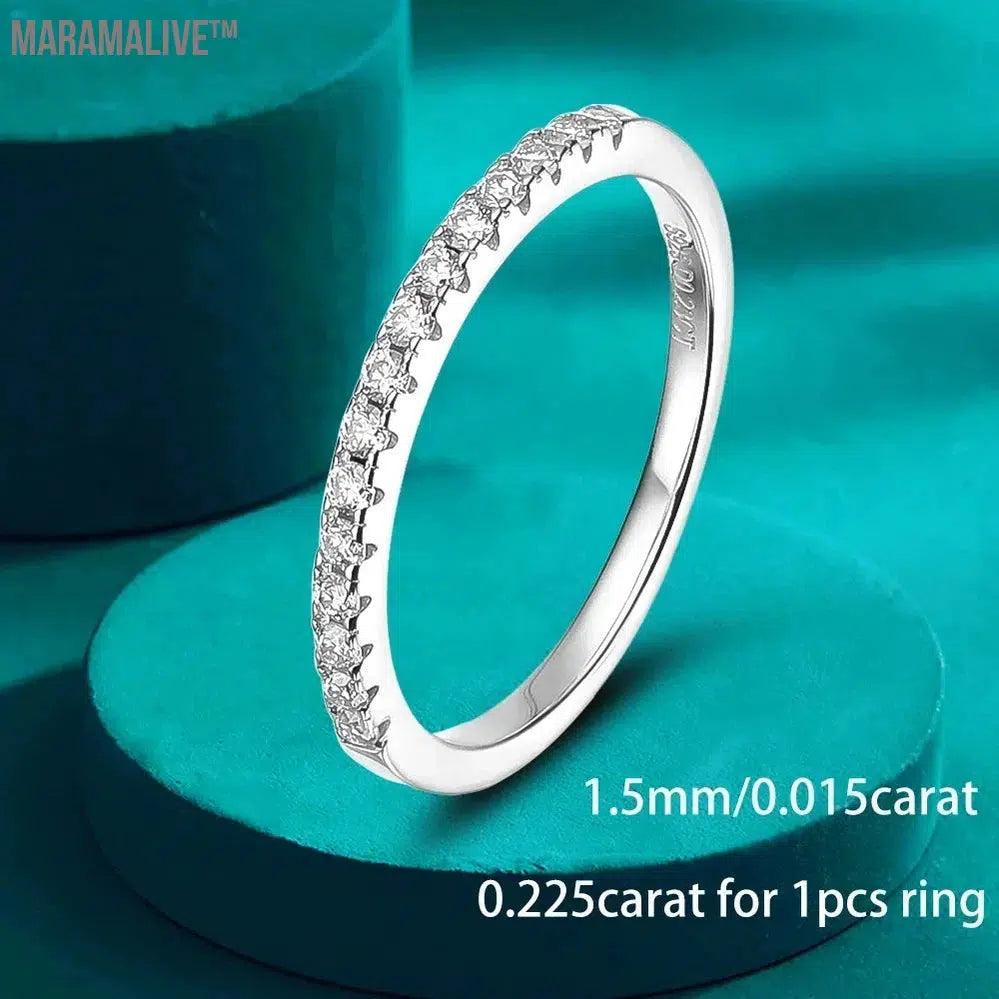 5mm Full Moissanite Eternity Ring for Women Men 100% S925 Sterling Silver Plated 18k Gold Engagement Wedding Diamond Rings Band