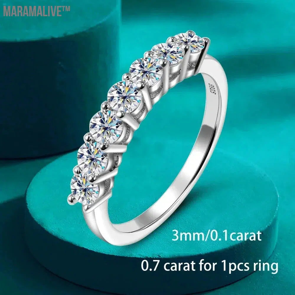 5mm Full Moissanite Eternity Ring for Women Men 100% S925 Sterling Silver Plated 18k Gold Engagement Wedding Diamond Rings Band