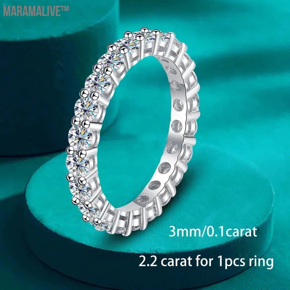 5mm Full Moissanite Eternity Ring for Women Men 100% S925 Sterling Silver Plated 18k Gold Engagement Wedding Diamond Rings Band