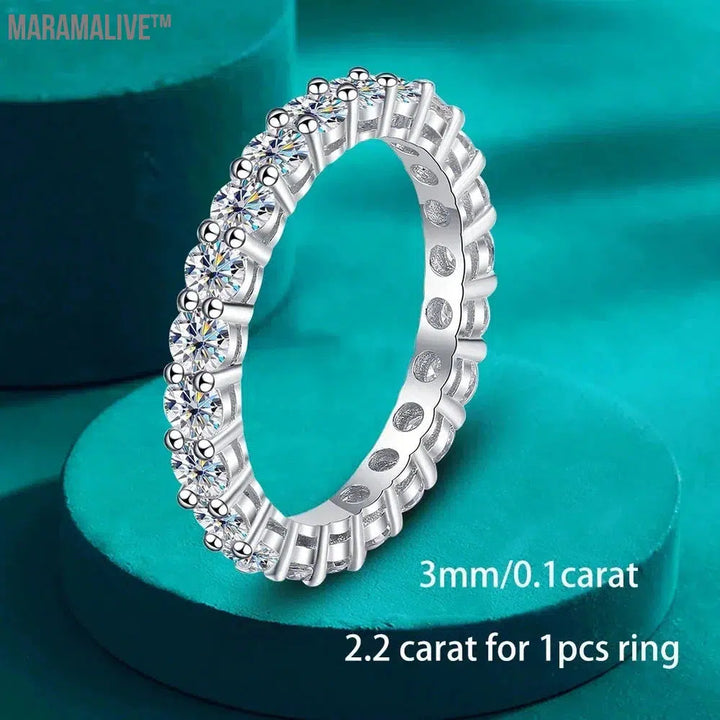 5mm Full Moissanite Eternity Ring for Women Men 100% S925 Sterling Silver Plated 18k Gold Engagement Wedding Diamond Rings Band