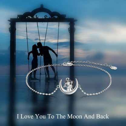 A Moon and Back Jewelry silver bracelet with a crescent on it. Brand Name: Maramalive™.