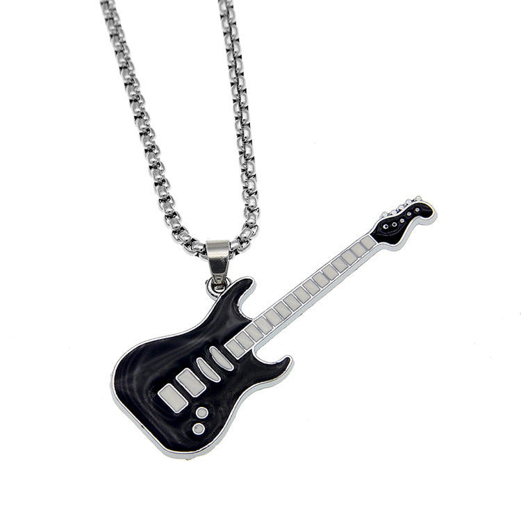 Black on titanium steel Guitar pendant and chain from Maramalive™ 