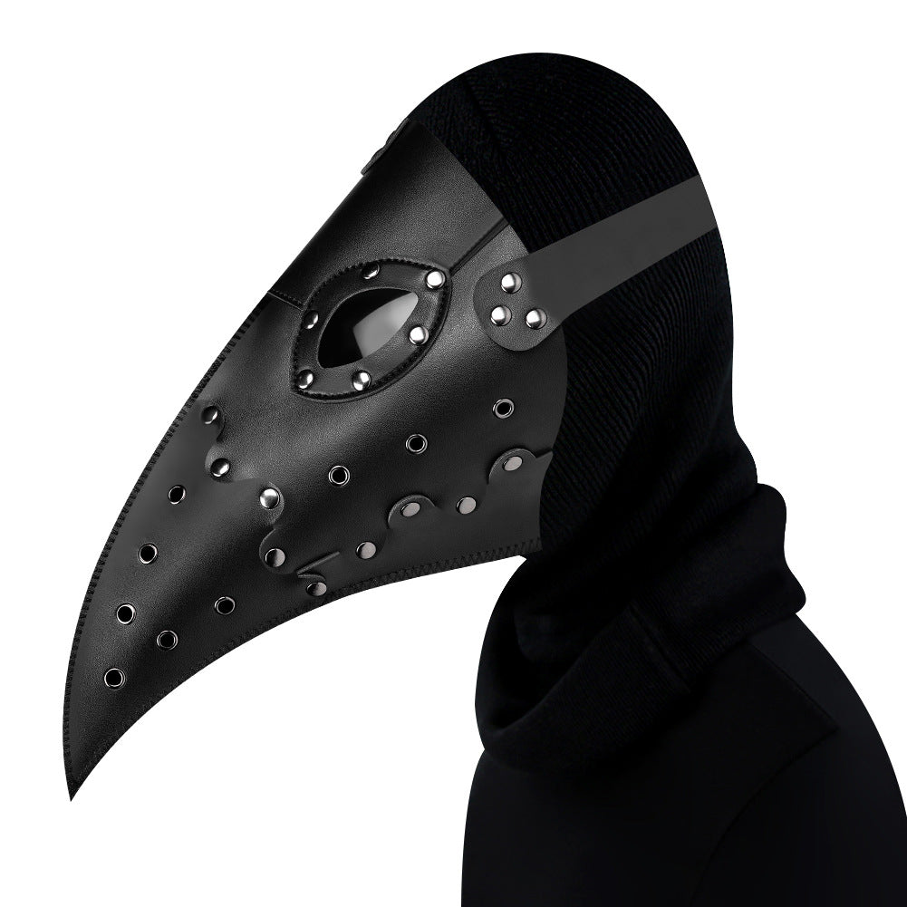 A Steampunk Plague Long Beak Party Headgear with studs on it, manufactured by Maramalive™.