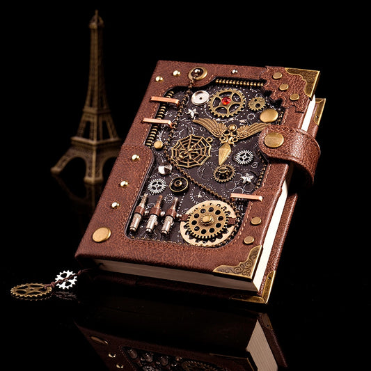 Maramalive™ Personality steampunk creative notebook with gears and eiffel tower.