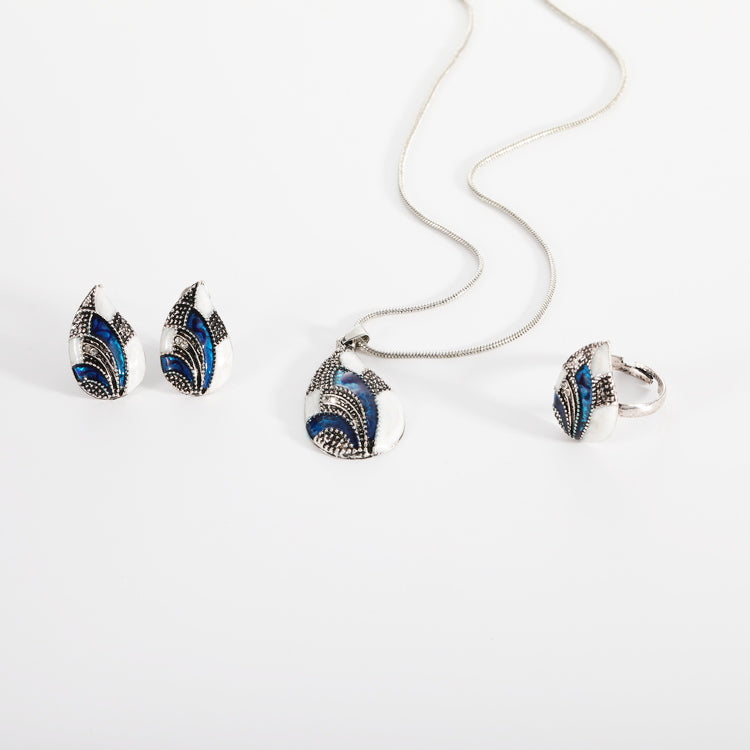 A Totally Unique Water Drop Jewelry Set with Necklace, Earrings, and a Ring by Maramalive™