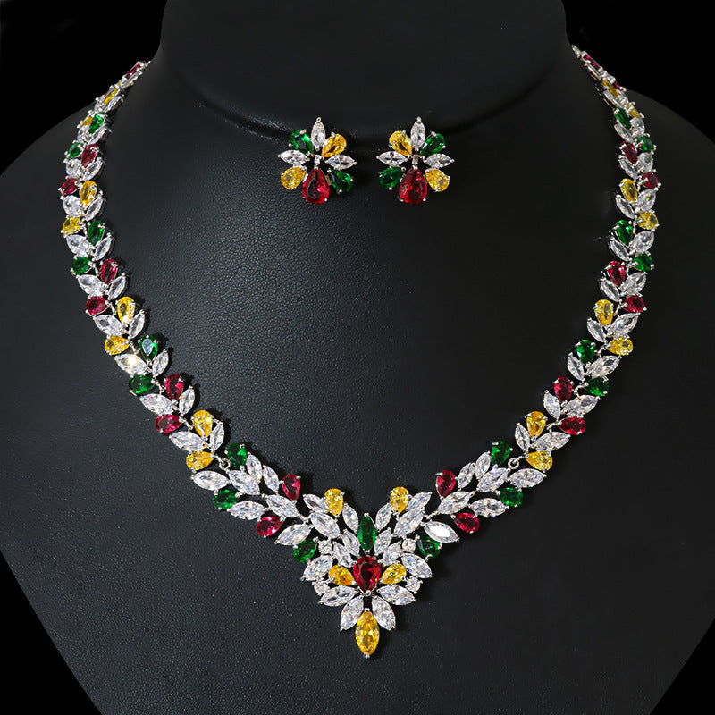 A Colorful Mixed Gem Bride Jewelry Set Is Popular for Wedding Jewelry by Maramalive™.