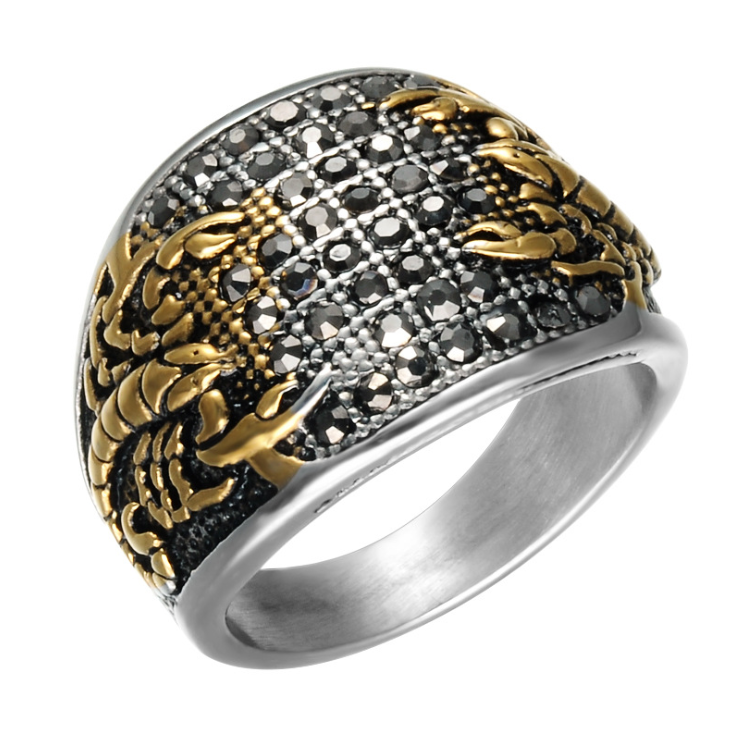 personality stainless steel diamond men's ring hip hop ring