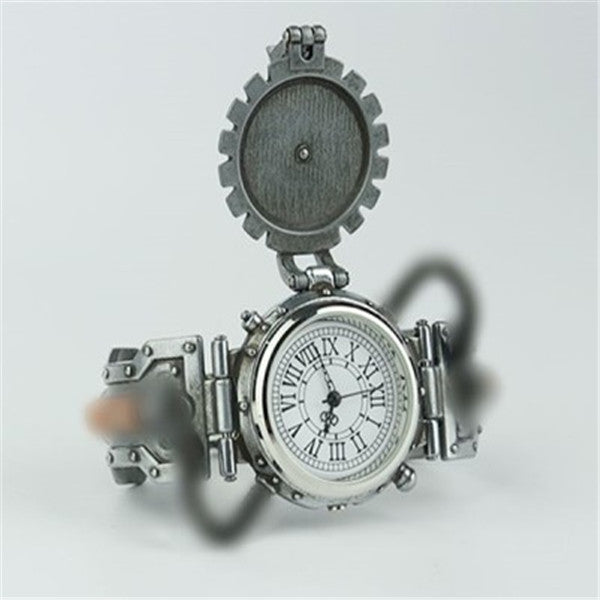 Behold this stunning Maramalive™ Steampunk watch sitting on a table.