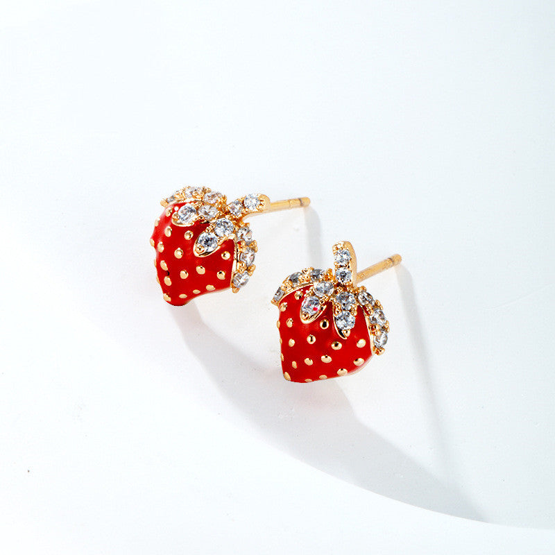 A pair of HOW CUTE!! Simple And Cute Strawberry Fruit Ear Studs GIMME GIMME GIMME by Maramalive™.