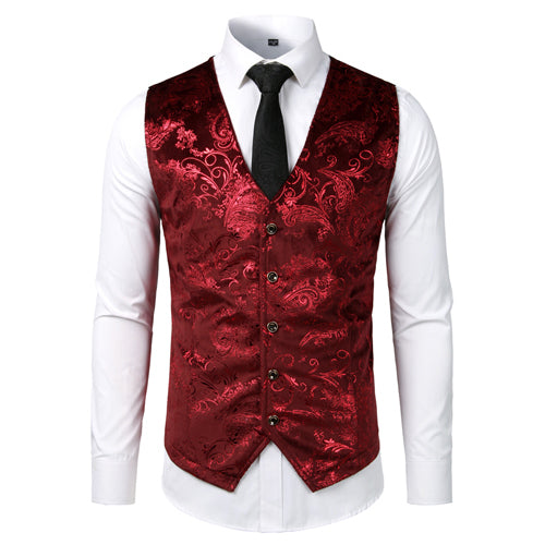 Steampunk Gold Vest for Groomsmen Red on Red