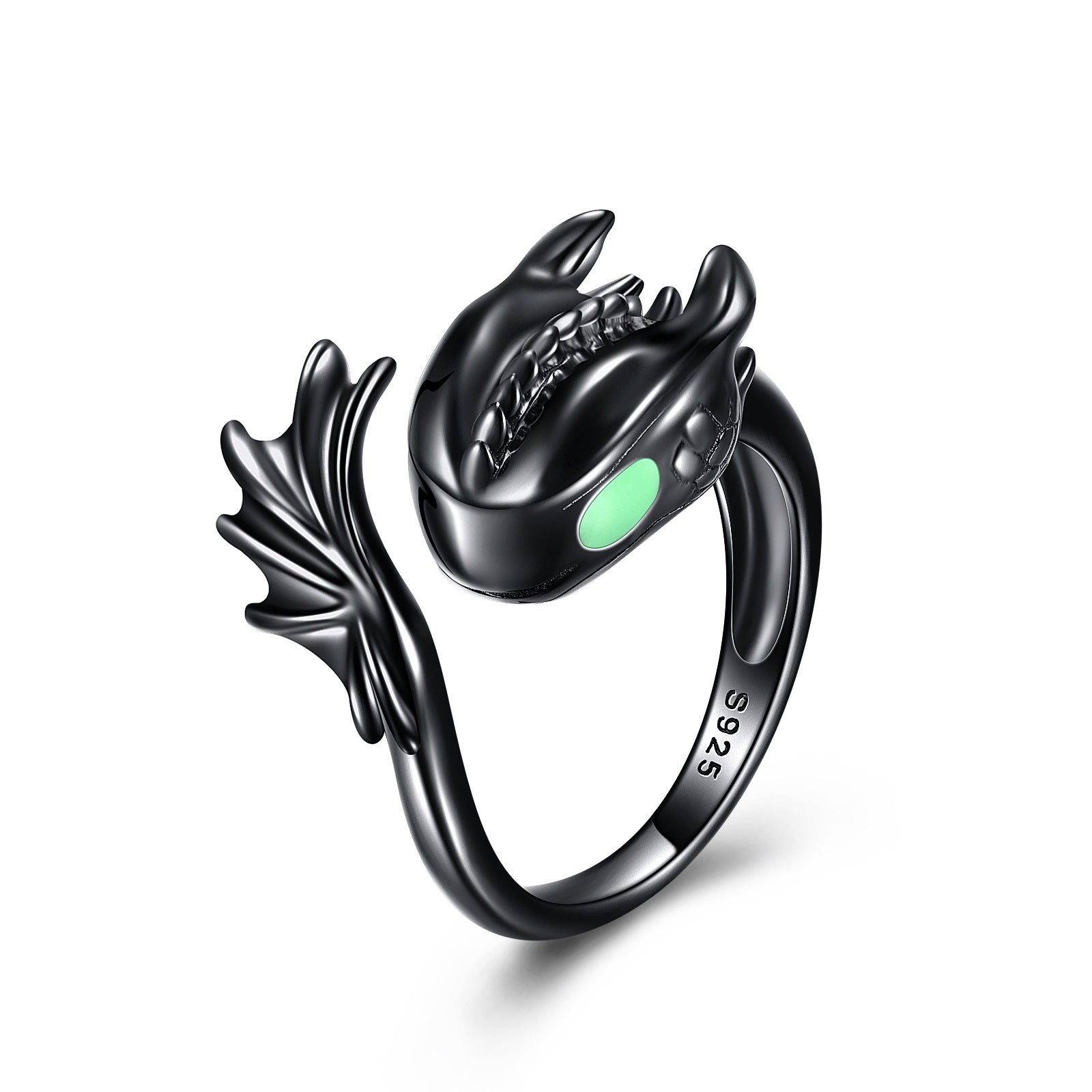 Sterling Silver Black Dragon Ring Jewelry Gifts for Men Women