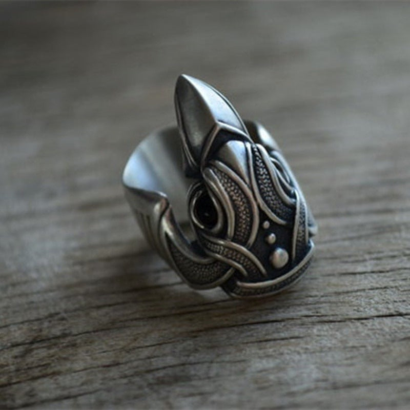 A Vintage Gothic Raven Ring with a Maramalive™ crow head on it.