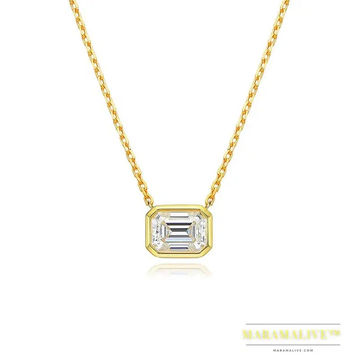 6*8mm 2ct Emerald Cut Moissanite Pendant Diamond with GRA 100% s925 Sterling Silver Plated 18k Gold Necklaces for Women