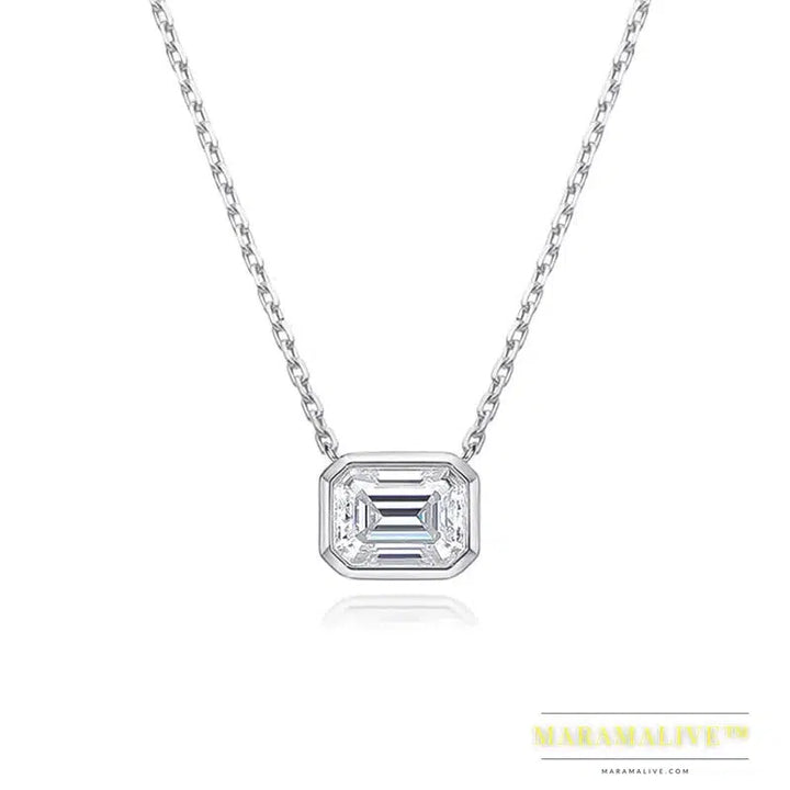 6*8mm 2ct Emerald Cut Moissanite Pendant Diamond with GRA 100% s925 Sterling Silver Plated 18k Gold Necklaces for Women