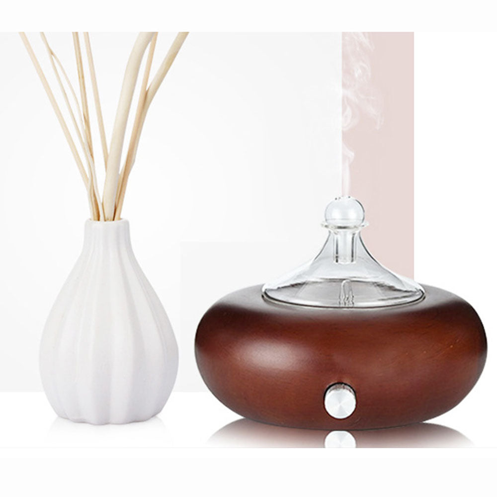 A Bamboo Aroma Diffuser with a glass lid on top. (Brand Name: Maramalive™)
