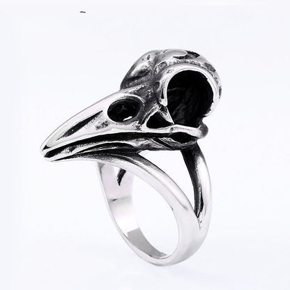 Beowulf Regalia Handcrafted Stainless Steel Raven Skull Ring, be brave, you. Maramalive™