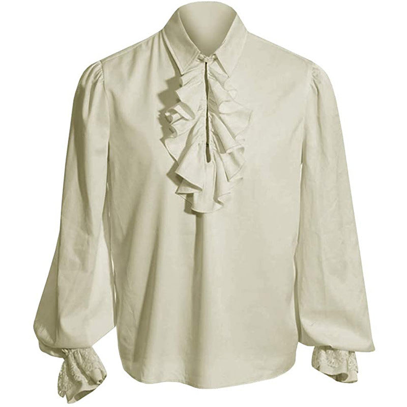 A Vampire Renaissance Victorian Steampunk shirt with a ruffled collar by Maramalive™.