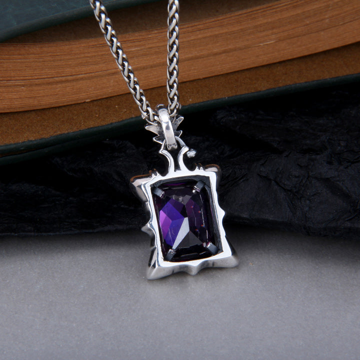 The Purple Potentate: Amethyst Gothic Men's Pendant by Maramalive™ on a sterling silver chain.