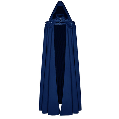 Gothic Halloween Dark Hooded Cloak Robe - Unisex Dark Cape with Hood