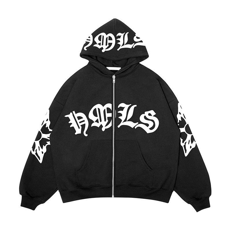 Trendy Gothic Style Letter Printed Hoodie