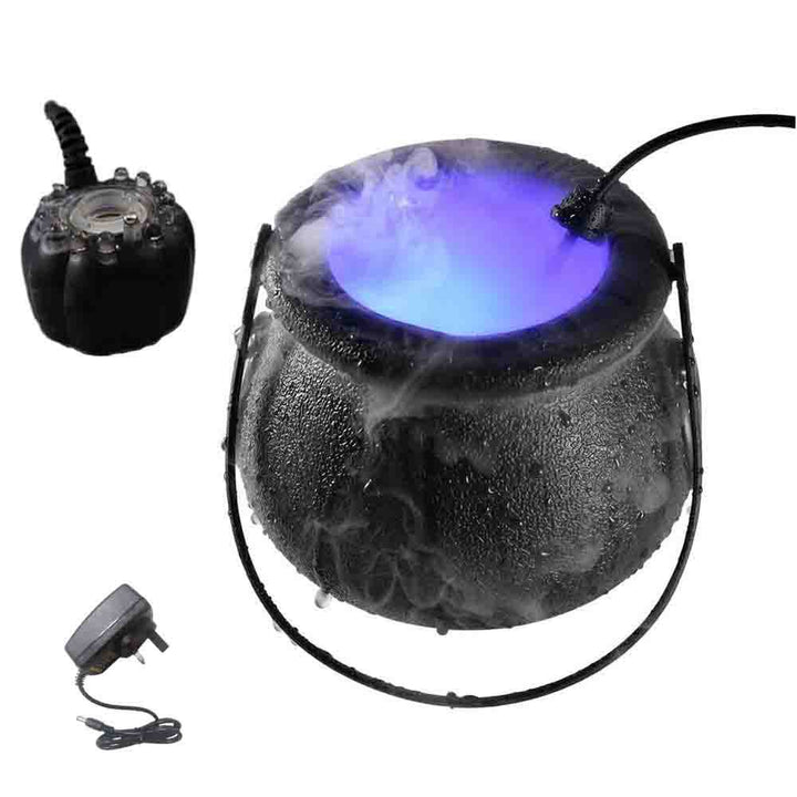 A fashion-forward Maramalive™ cauldron with Halloween Pumpkin Smoke Witch Bucket Color Changing Lights and a book.