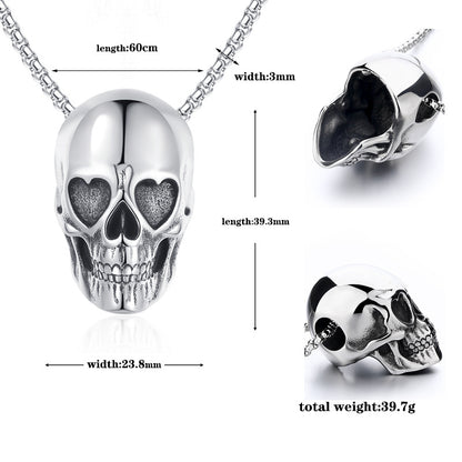 Titanium Steel Skull Vintage Love Necklace