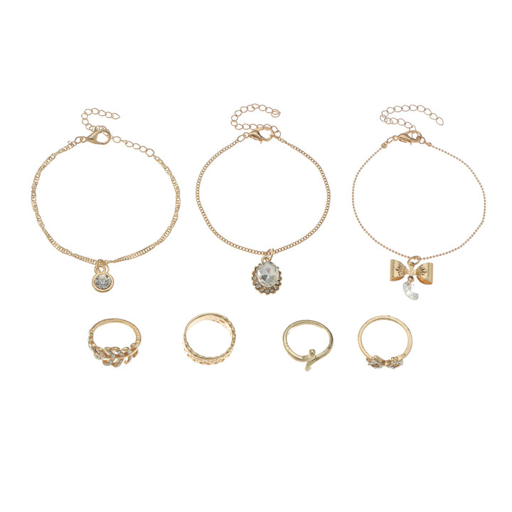 A set of Personality Jewelry Set by Maramalive™, gold-plated bracelets and rings.