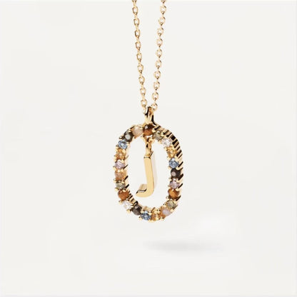 Three Maramalive™ Gorgeous Colored Rhinestone Necklaces with initials on them.