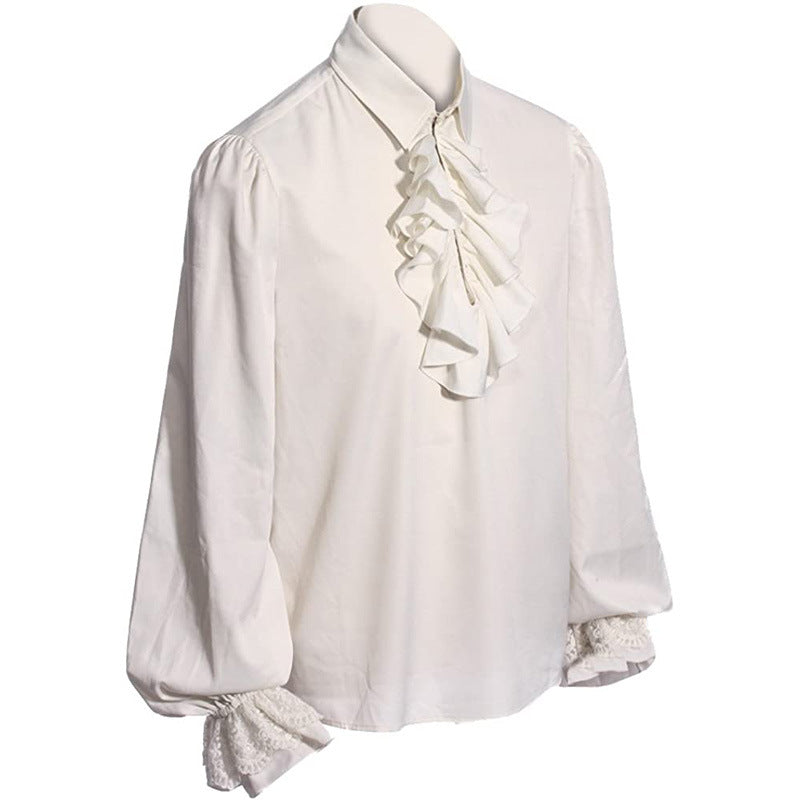 A Vampire Renaissance Victorian Steampunk shirt with a ruffled collar by Maramalive™.