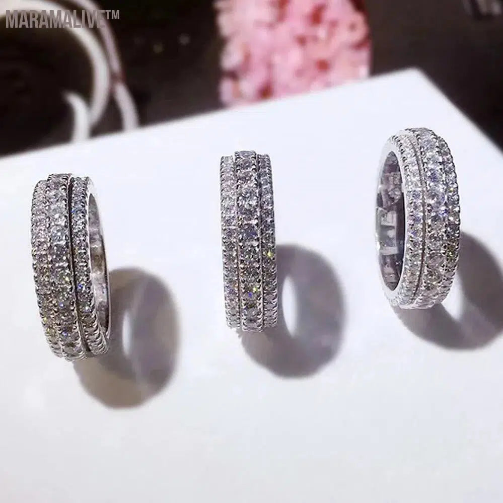 6mm Wide Moissanite Wedding Band Solid Sterling Silver Ring Eternity Band Engagement Rings for Women Gifts