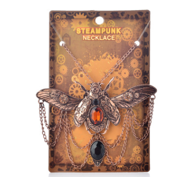 A Vintage Beetle Pendant Steampunk Necklace by Maramalive™ with a bee on it.