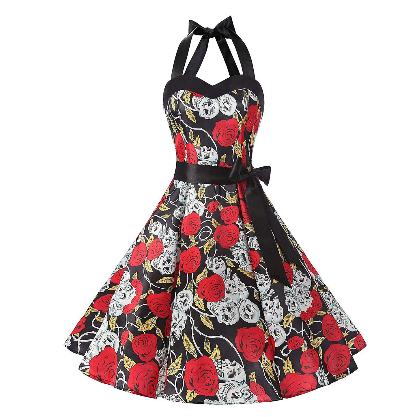 A Gothic-style "The Hepburn Haunt - Halloween Easter Hepburn Dress" adorned with roses.