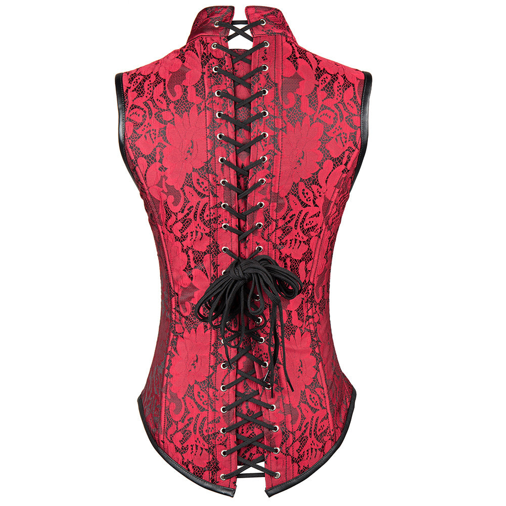 A women's black Shoulder Corset with silver buckles by Maramalive™.