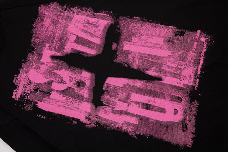 Men's Dark Color Graffiti Printing Long-sleeved T-shirt