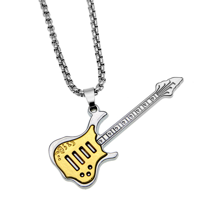 gold on titanium steel Guitar pendant and chain from Maramalive™ 
