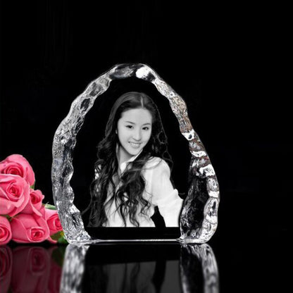 A Maramalive™ glass photo frame with a woman's face on it.
