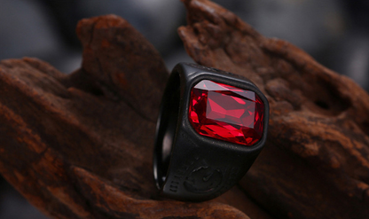 A Vintage Red Stone Ring - Punk Gothic Style Finger Jewelry from Maramalive™.