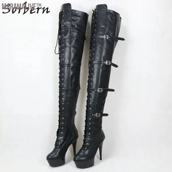 75Cm Thigh High Long Boot Women Purple Shoes High Heels Bed Footwear Size 10 Spring Booty Fetish Heels Platform