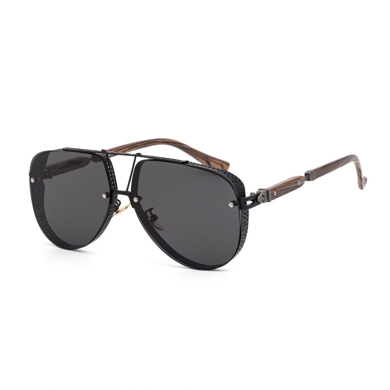 A pair of Maramalive™ New steampunk sunglasses with a black frame and brown lenses.